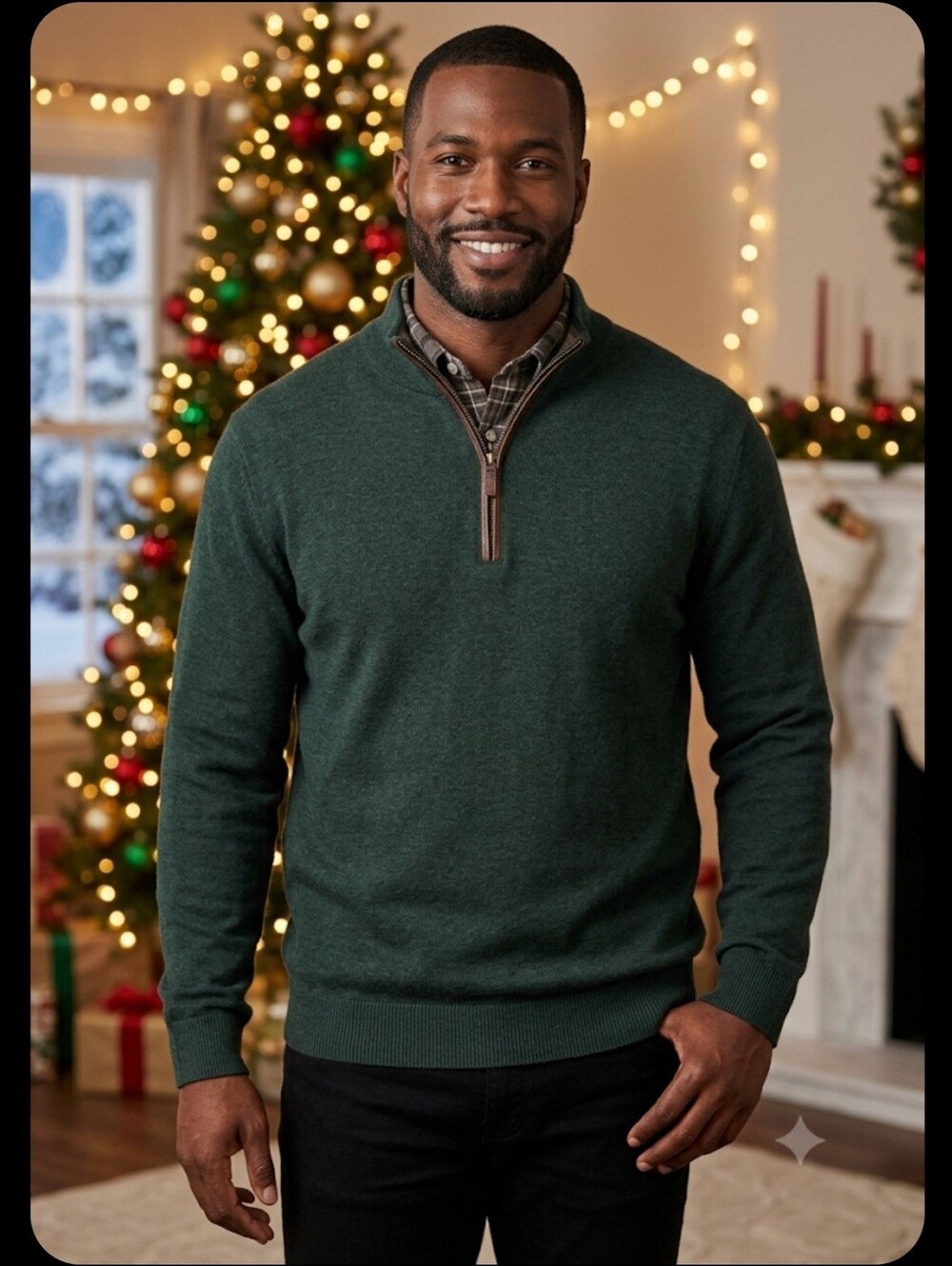 Quarter Zip Big Tall Man 3XT Knit Olive Sporty Merino Wool Preppy Sweater New